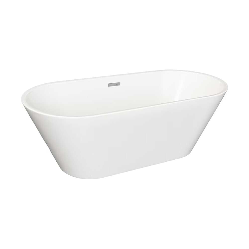 Cadă de baie freestanding din acril MS01, ovală, albă - imagine 2
