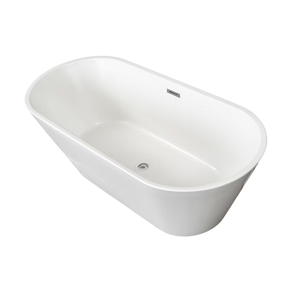 Cadă de baie freestanding din acril MS01, ovală, albă - imagine 3