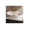 Lavoar ceramic pe blat Rea TR8411G, alb, formă ovală cu design striat - imagine 3