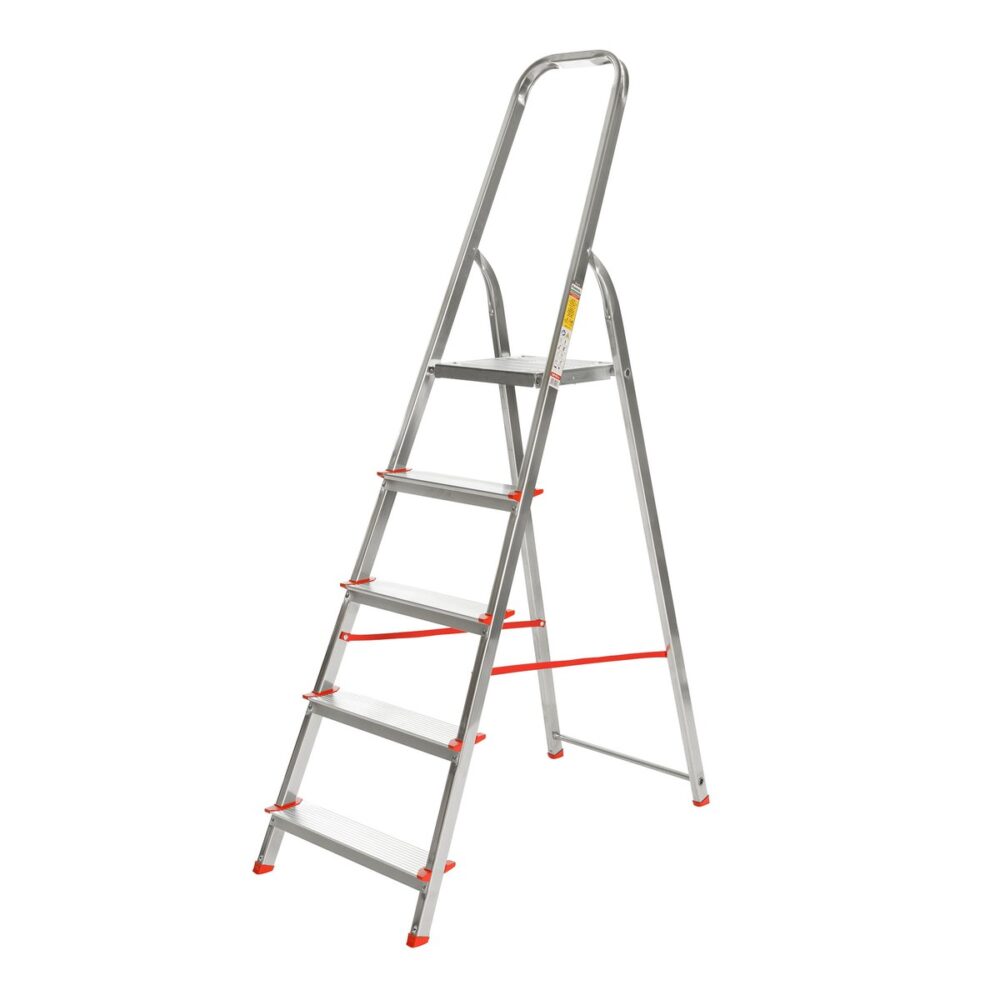 Scără aluminiu tip 2915A, 4 trepte, platformă cu tavă pentru scule - imagine 1