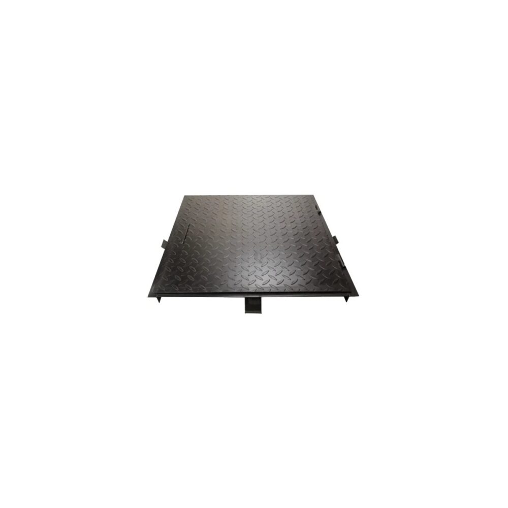 Capac cămin negru 750x750 mm, tablă striată anti-alunecare cu mâner - imagine 1