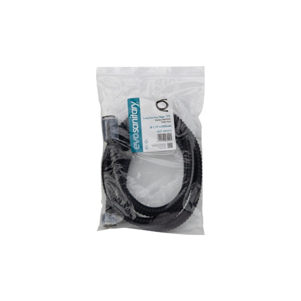 Furtun duș inox negru 1/2 x 1500 mm evo sanitary HGT681615 - imagine 2