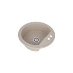 Chiuvetă de bucătărie rotundă Rando Sand cu baterie, granit compozit
