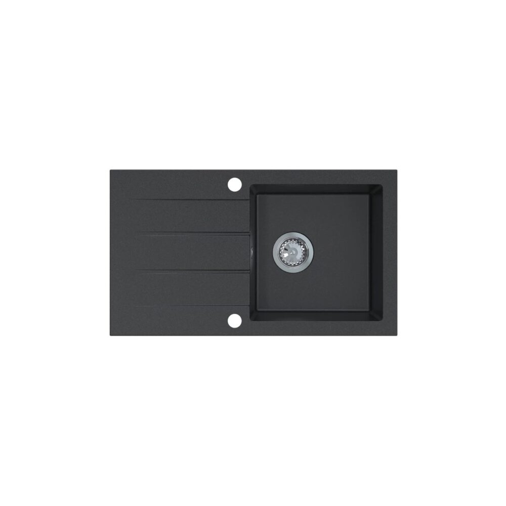 Chiuvetă bucătărie Deal Negru cu picurător reversibilă - imagine 1