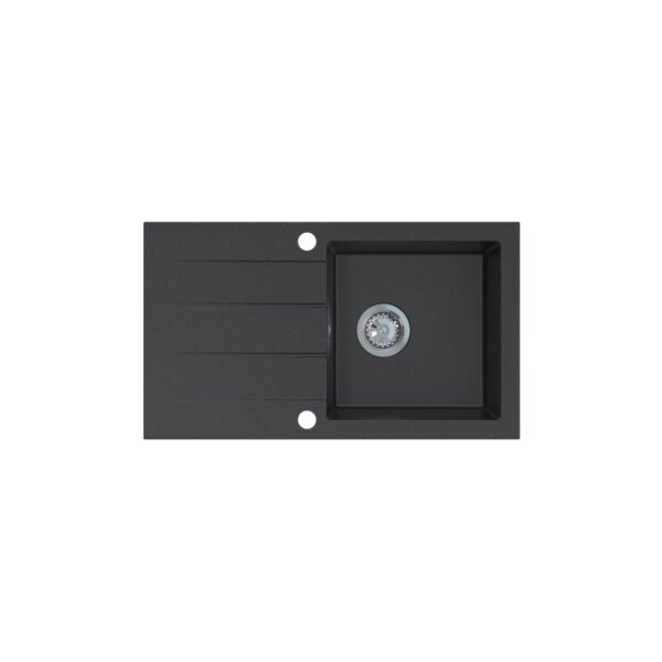 Chiuvetă bucătărie Deal Negru cu picurător reversibilă - imagine 1