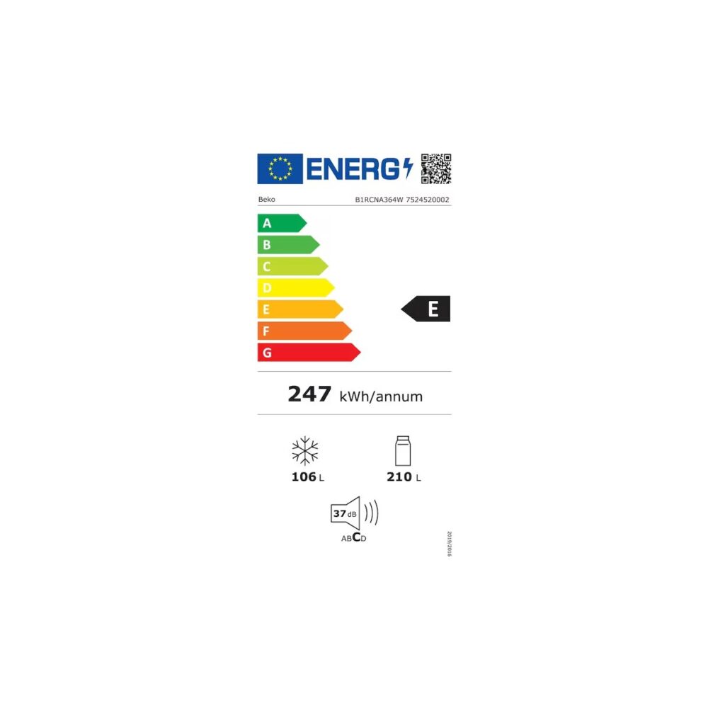 Combină frigorifică Beko B1RCNA364W, 316 L, AeroFlow, Clasa E, Alb - imagine 5