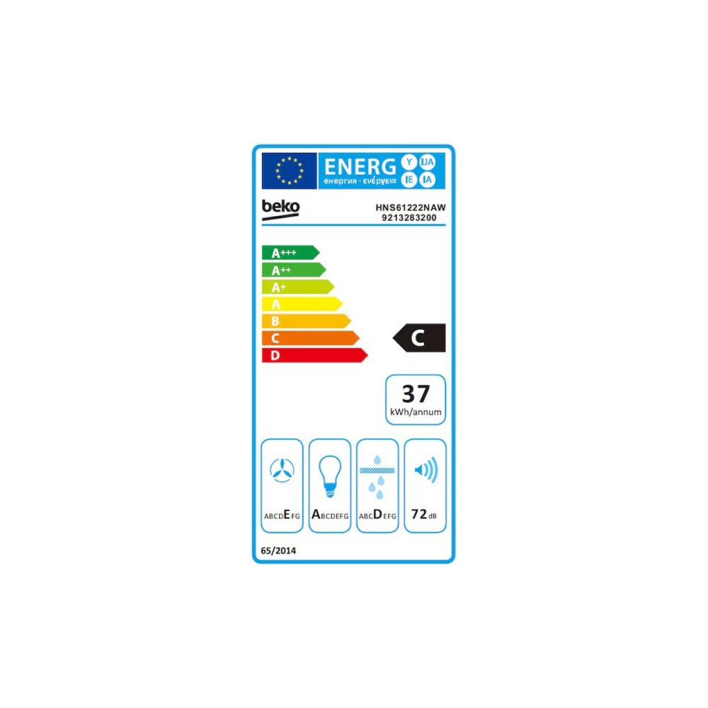 Hotă tradițională Beko HNS61222NAW, Clasa C, Albă - imagine 4