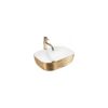 Lavoar ceramic Rea TR8271 oval pe blat auriu cu baterie - imagine 1