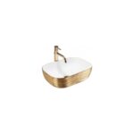 Lavoar ceramic Rea TR8271 oval pe blat auriu cu baterie