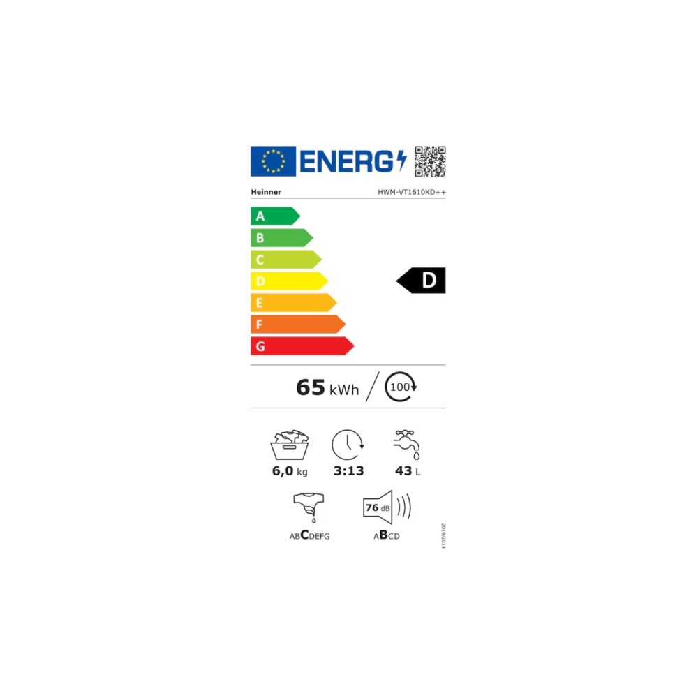 Mașină de spălat rufe Heinner HWM-VT1610KD++, 6 kg, Clasa D - imagine 2