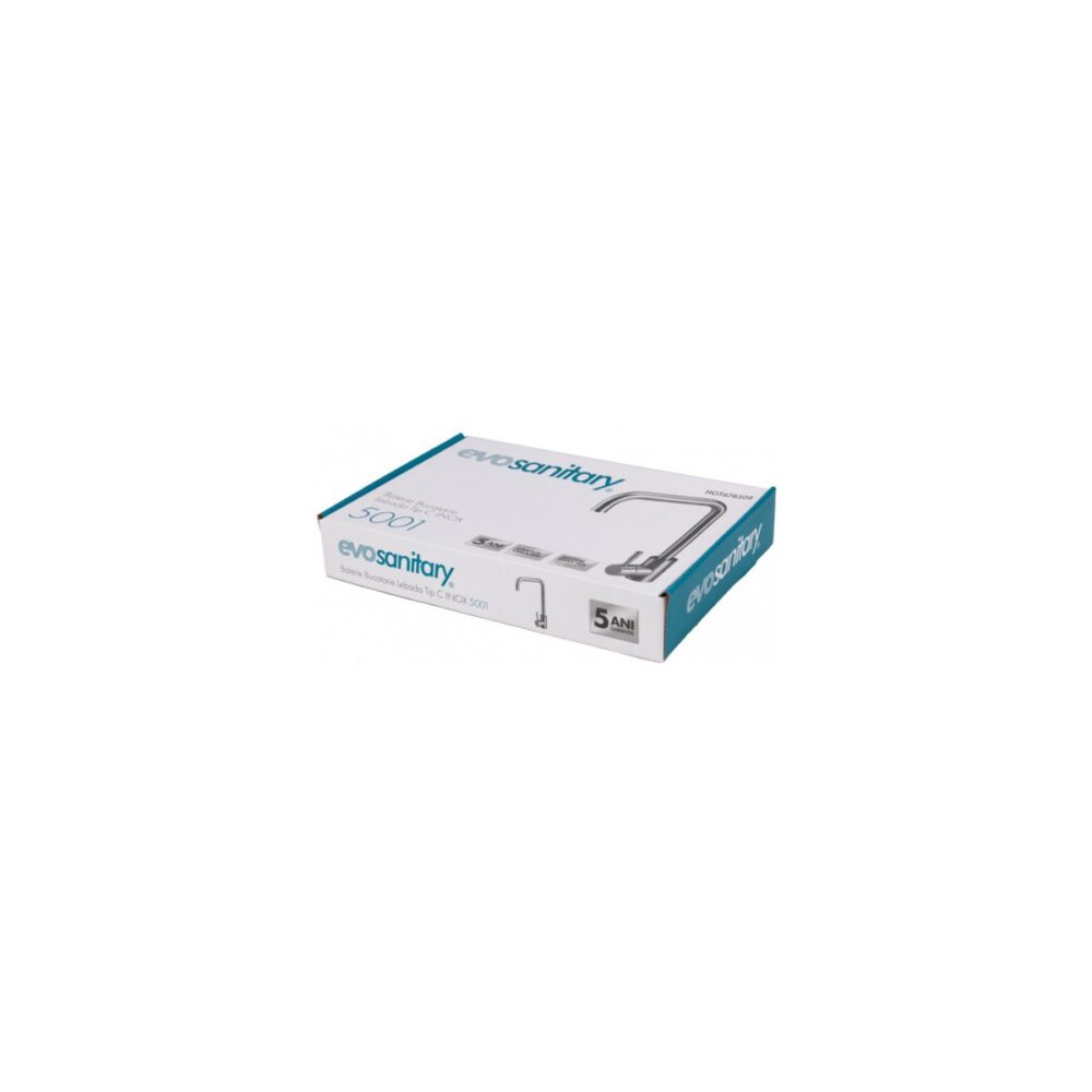 Baterie bucătărie EvoSanitary 5001 Tip C INOX, oțel inoxidabil satinat - imagine 3