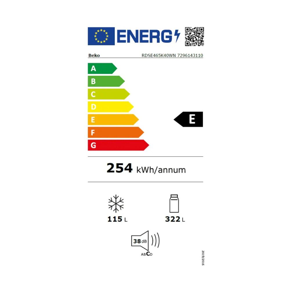 Frigider cu 2 uși Beko RDSE465K40WN, 437 L, Clasa E - imagine 3