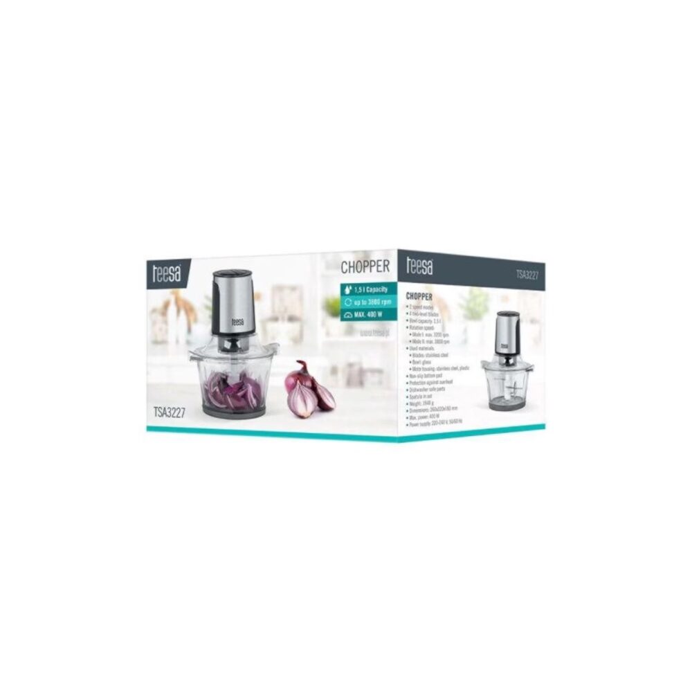 Tocător electric Teesa TSA3227, bol sticlă 1.5L, 400W - imagine 3