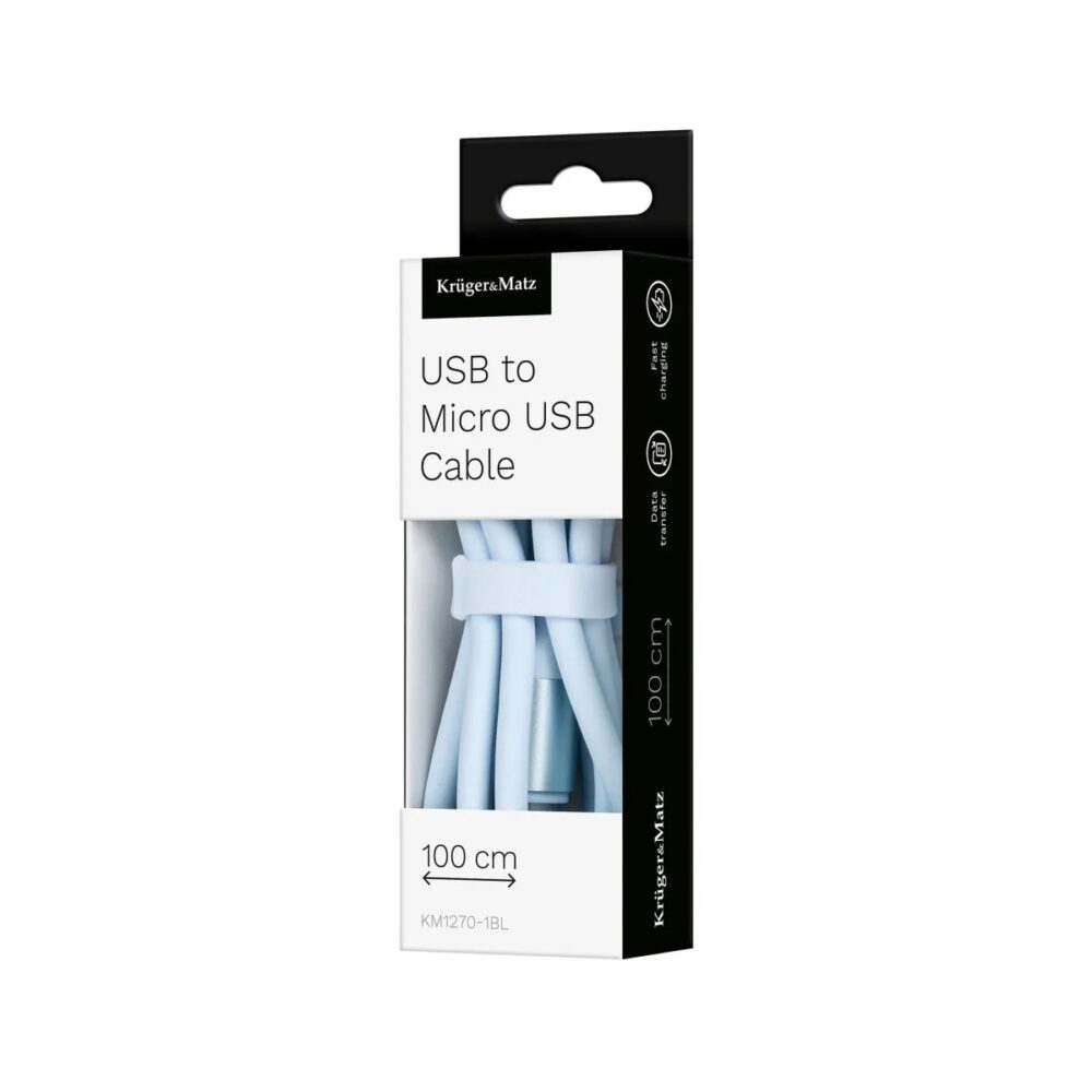Cablu USB la Micro USB Kriger&Matz KM1270-1BL silicon, 1 m, albastru - imagine 3