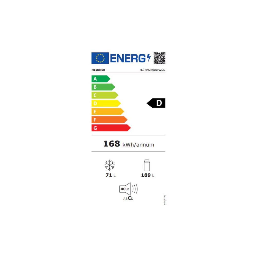 Combină frigorifică Heinner HC-HM260INVWDD, 260 L, Clasa D, dispenser apă - imagine 3