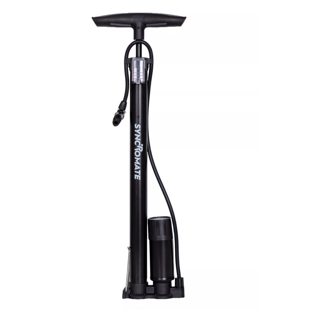 Pompă de podea pentru bicicletă Syncotomate R50144.2, fier crom cu manometru - imagine 1