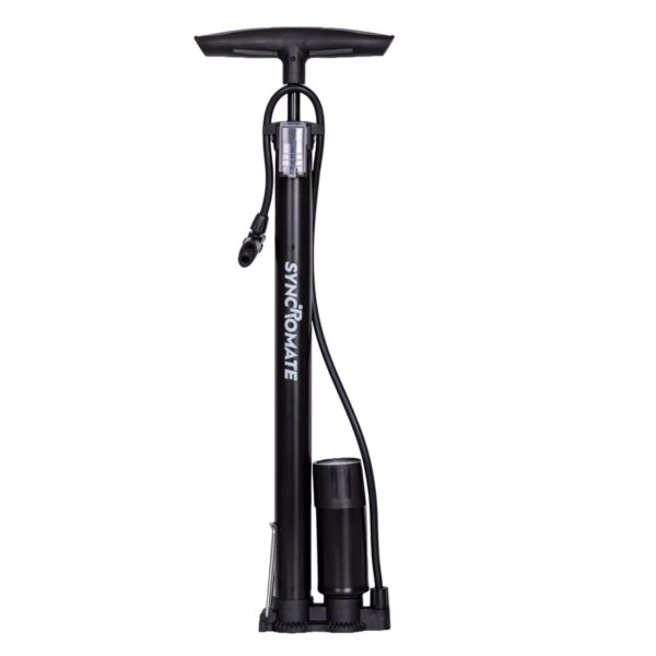 Pompă de podea pentru bicicletă Syncotomate R50144.2, fier crom cu manometru - imagine 1