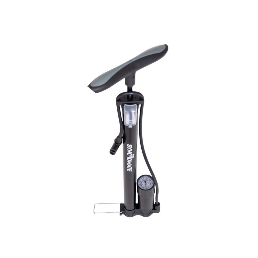 Pompă de podea pentru bicicletă Syncotomate R50144.2, fier crom cu manometru - imagine 2