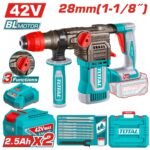 Ciocan rotopercutor cu acumulator TOTAL 42V Max 28mm, 2x2.5Ah Li-Ion, motor brushless