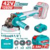 Polizor unghiular Total 42V 1280W Brushless, 115 mm, 2 acumulatori 2.5Ah - imagine 1