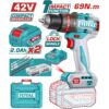 Mașină de găurit cu percuție cu acumulator Total TIDLI426982E, 42V Max, 69 Nm, brushless, 2x 2.0Ah - imagine 1