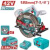 Fierăstrău circular Total 185mm 42V BL Motor, 2 acumulatori 2.5Ah - imagine 1