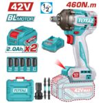 Mașină de înșurubat cu impact Total TIWLI42462E, 42V, 460 Nm, motor brushless, 2x acumulator 2.0Ah