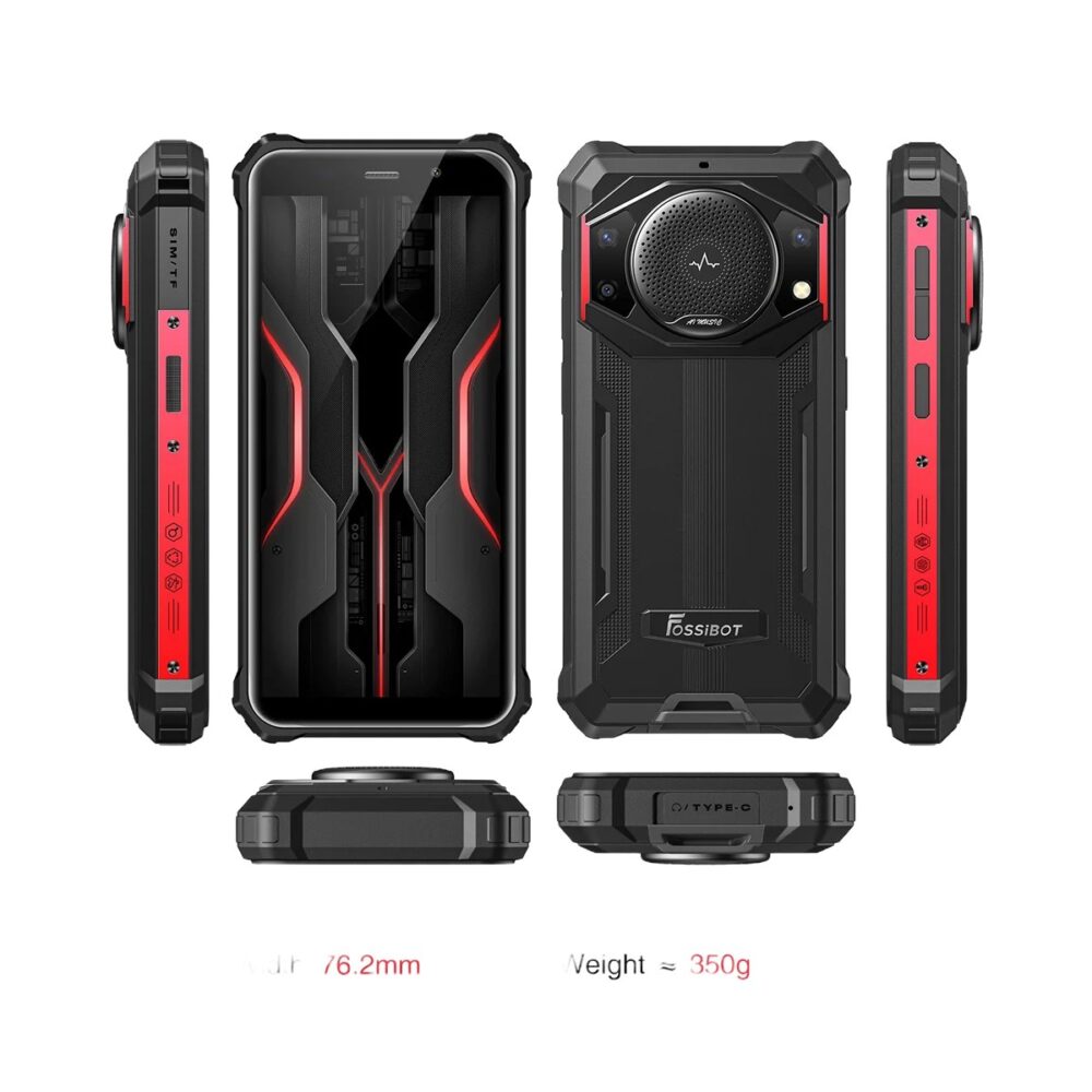 Telefon Mobil FOSSIBOT F101P Roșu, Rugged, 16.2mm, 350g - imagine 4