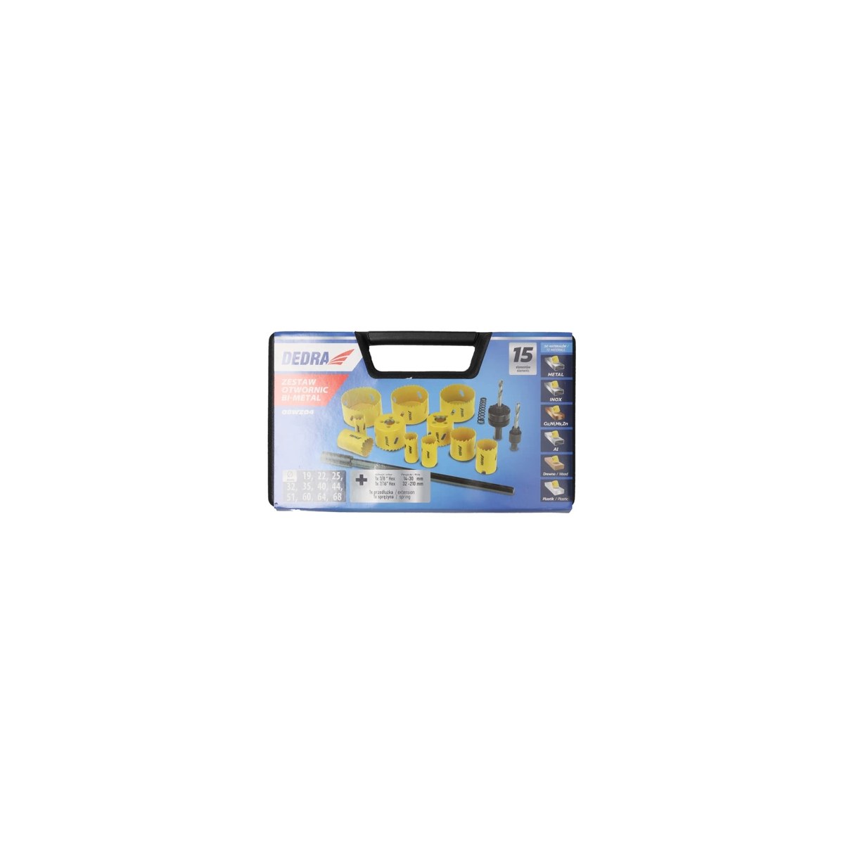 Set carote bimetale Dedra D08WZ04, 15 piese, 19-68 mm - imagine 3