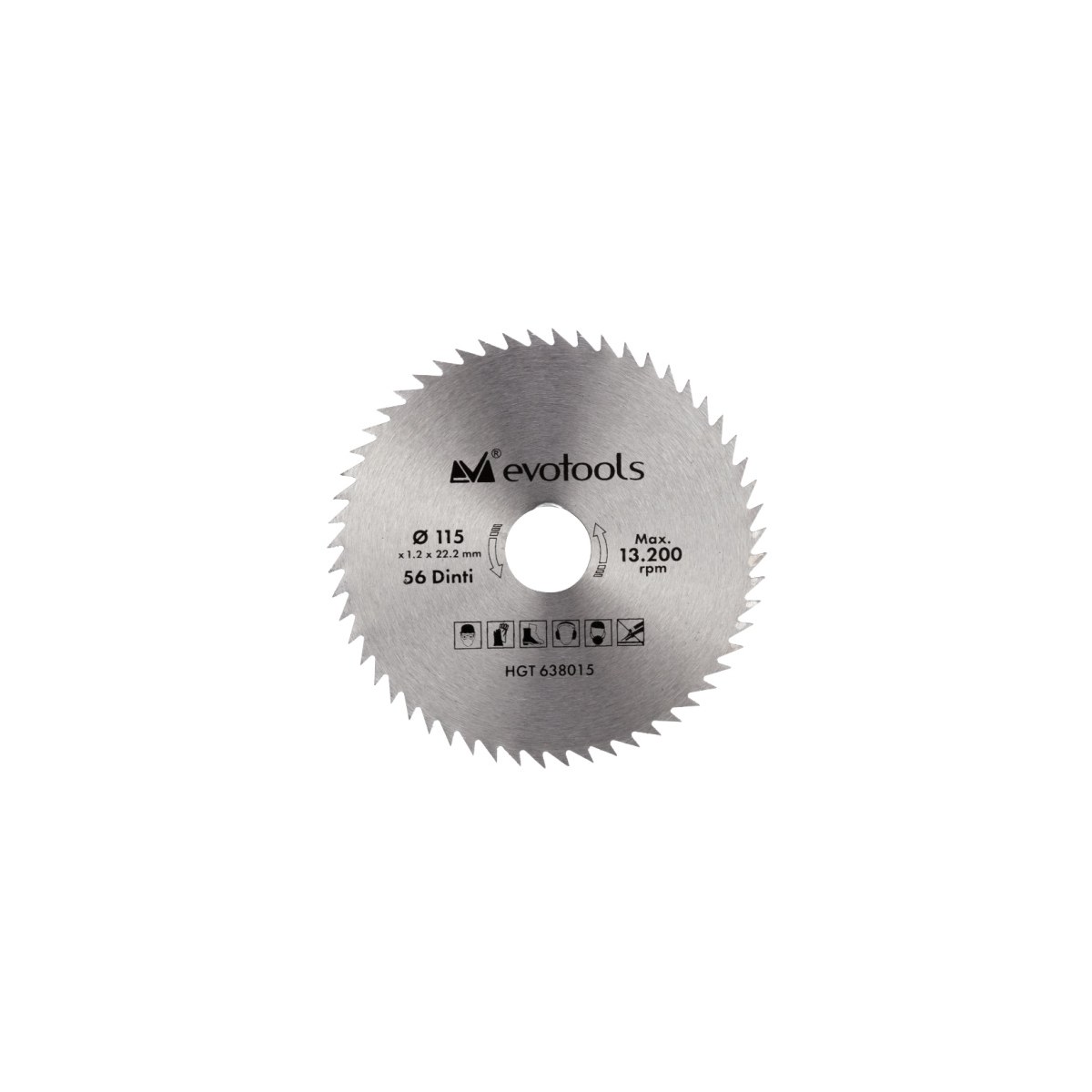 Panză circulară lemn evotools HGT 638015, Ø 115 mm, 56 dinți