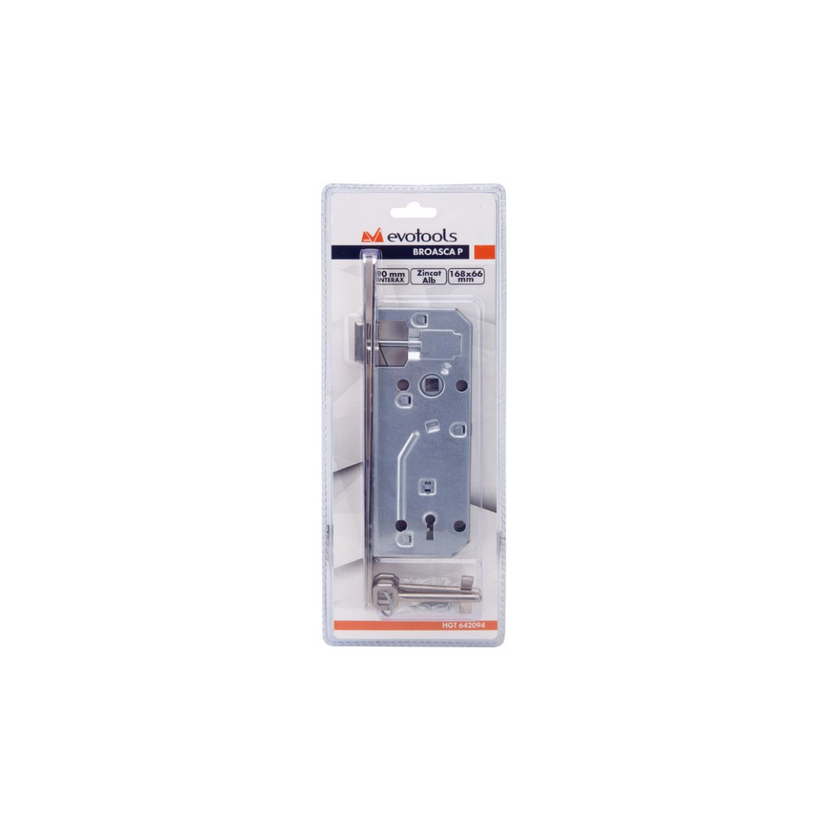 Broască de uș evotools HGT 642094, zinc alb, 168x66 mm, întreaxă 70 mm - imagine 2