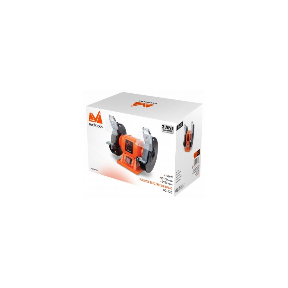 Polizor electric de banc Evotools BG-170, 170W, Ø150 mm, 2950 rpm - imagine 2