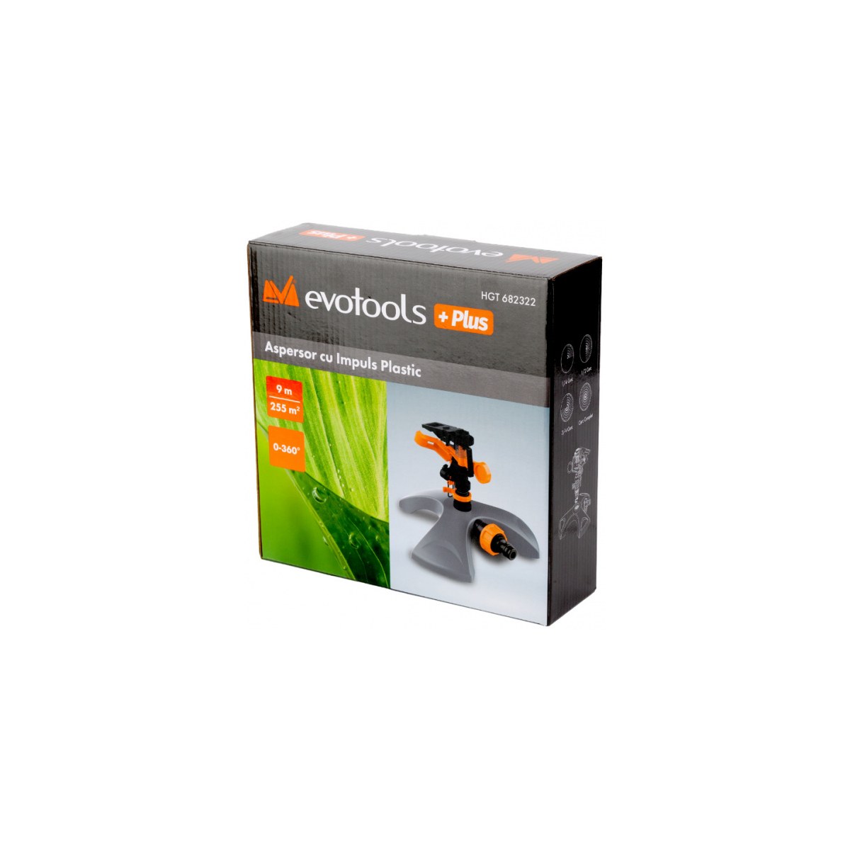 Aspersor cu impuls plastic evotools HGT 682322, rază 9 m - imagine 2