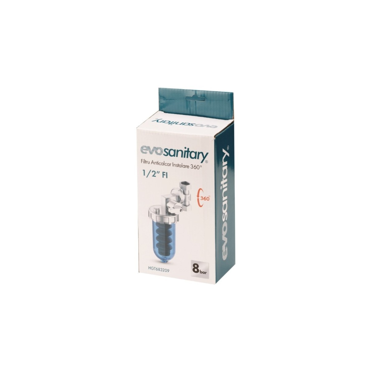 Filtru anticalcar instalație 360° Evosanitary 1/2" FI, 8 bar, HGT683209 - imagine 3