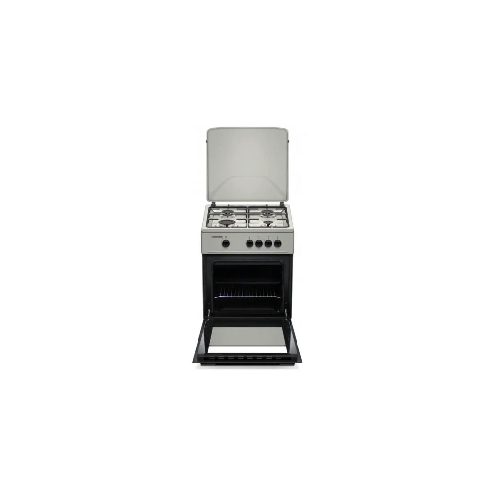 Aragaz Heinner HFSC-K6060SL, 4 arzătoare, capac sticlă, gri - imagine 2