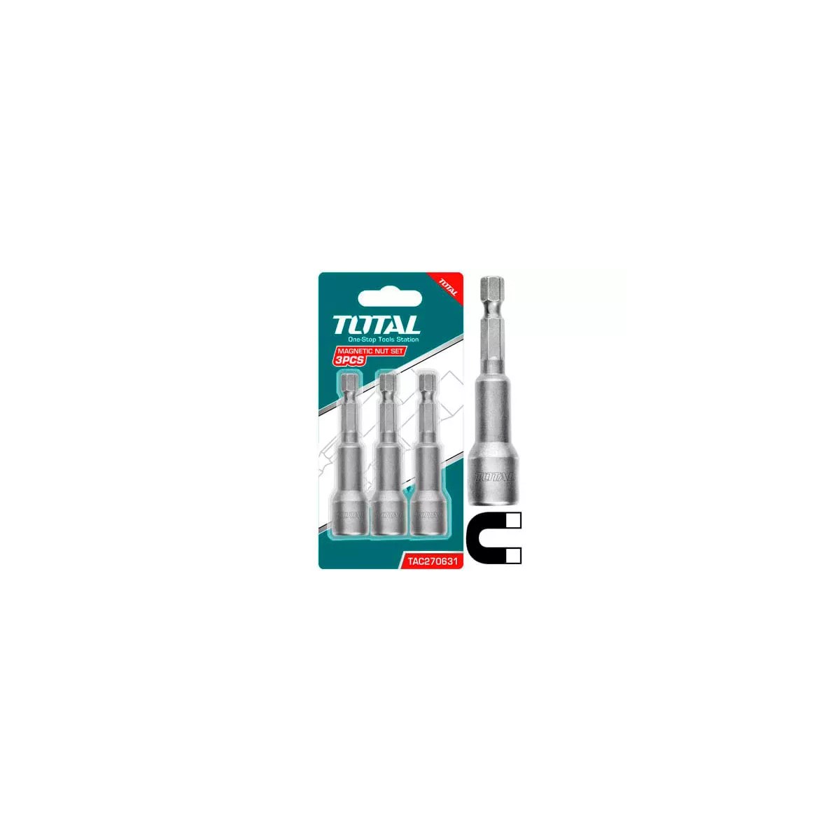 Set 3 chei tubulare magnetice 12 mm Total TAC270631