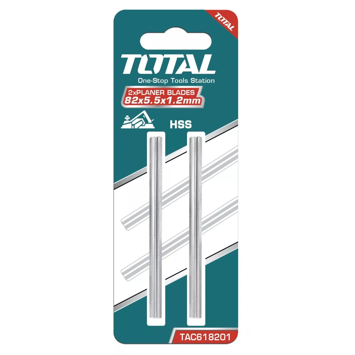 Set 2 lame pentru rindea electrică Total TAC618201, HSS, 82x5.5x1.2 mm