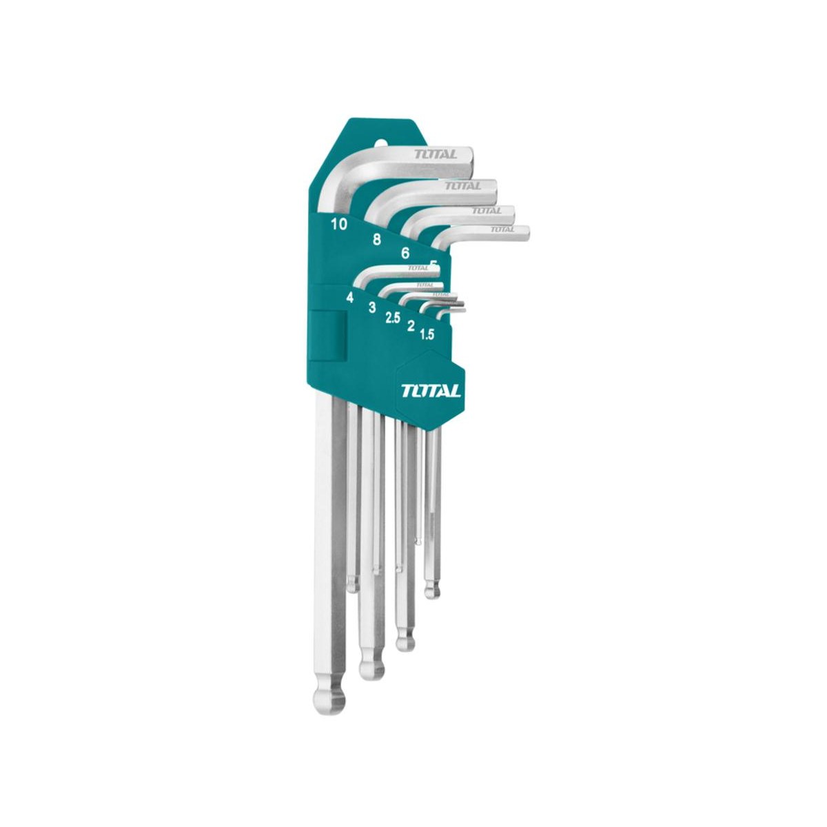Set 9 chei imbus hexagonale cu braț lung și vârf bilă Total THT106291, 1.5–10 mm - imagine 2